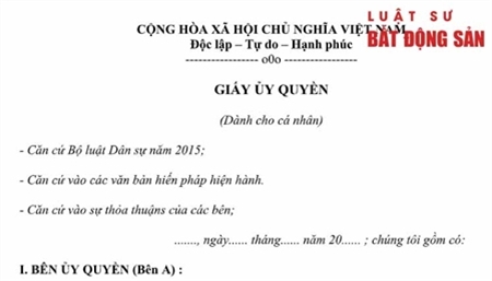 Mẫu giấy ủy quyền cá nhân mới nhất 2021