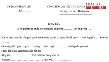 Mẫu đơn hòa giải tranh chấp đất đai mới nhất